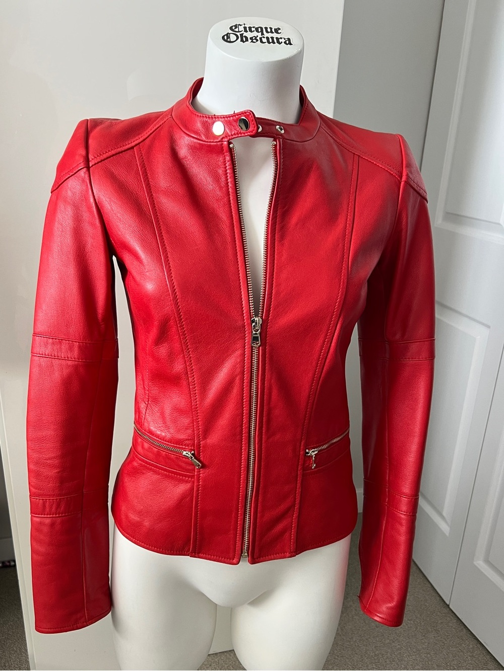 Danier Red Leather Zip-Front Women's Jacket